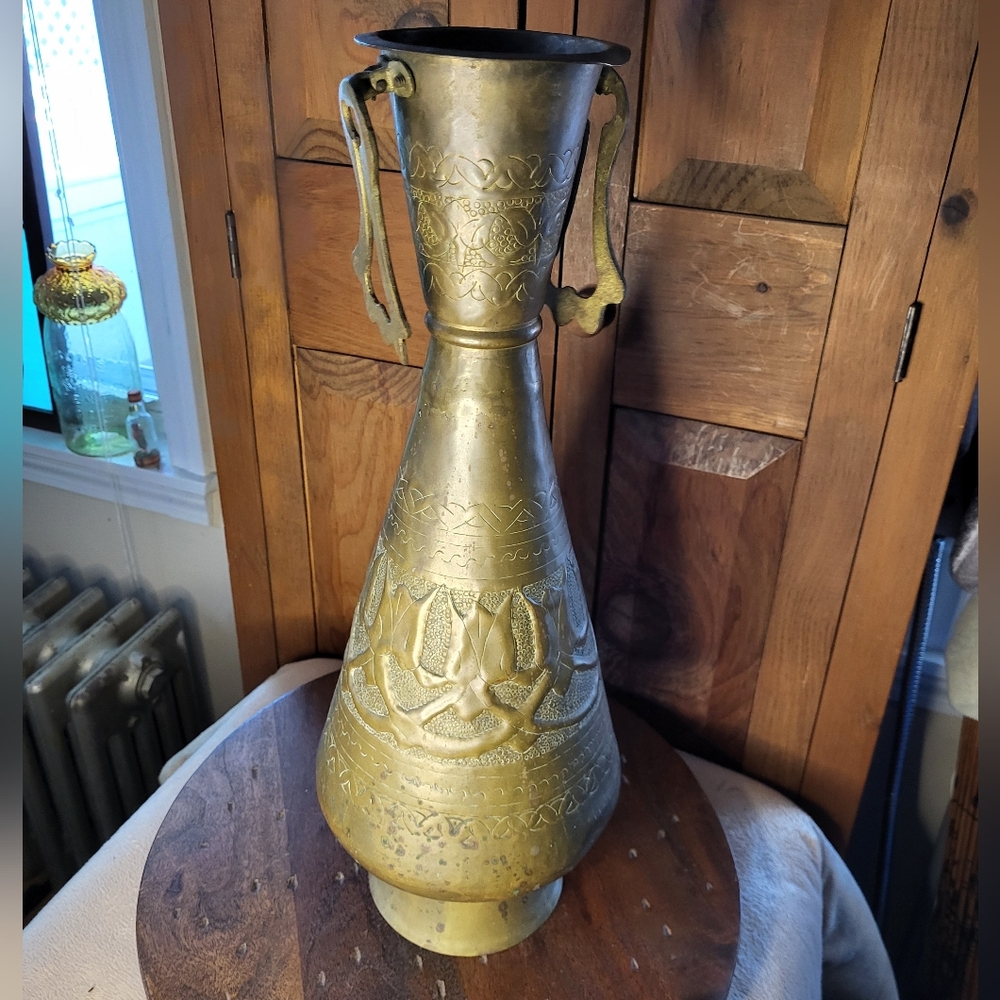 Brass Vase with Intricate Design